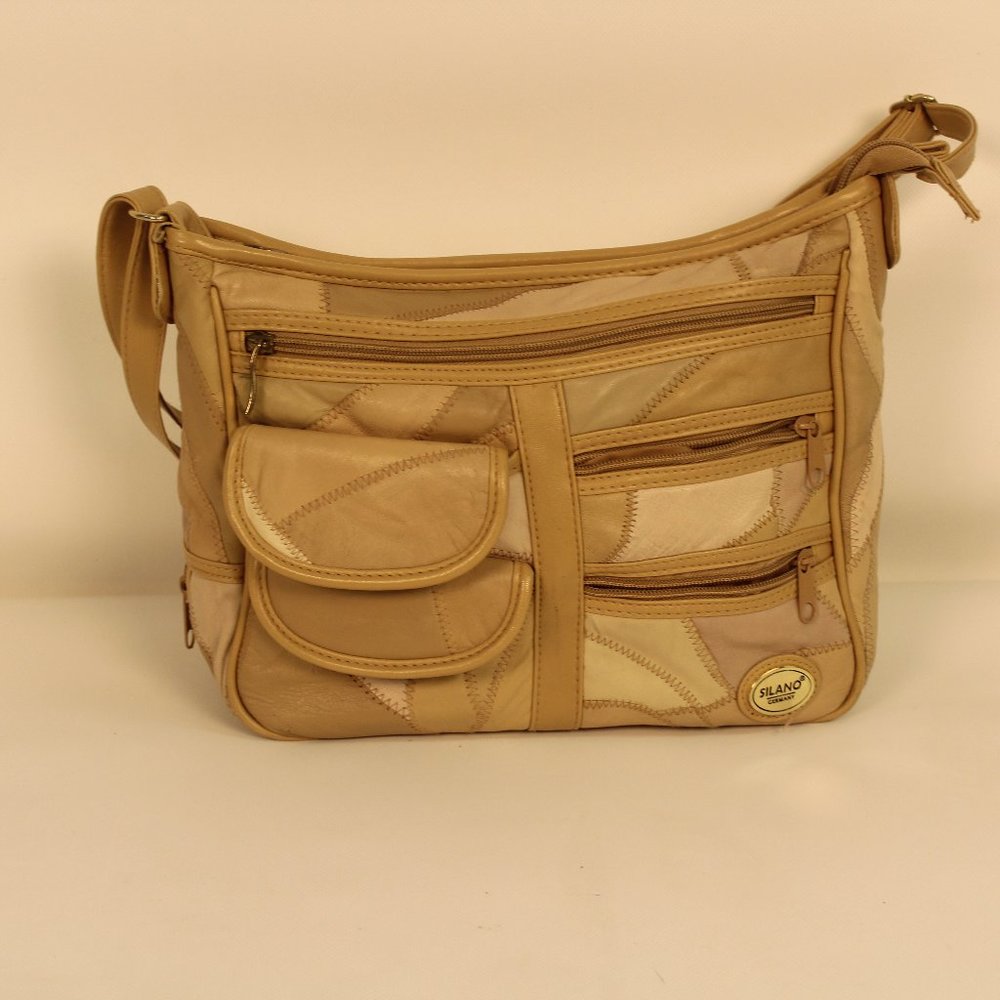 Silano Germany Tan Patchwork Leather Handbag - image 1
